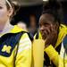 Michigan senior Nya Jordan watches the selection broadcast at the Crisler Center on Monday, March 18. Daniel Brenner I AnnArbor.com